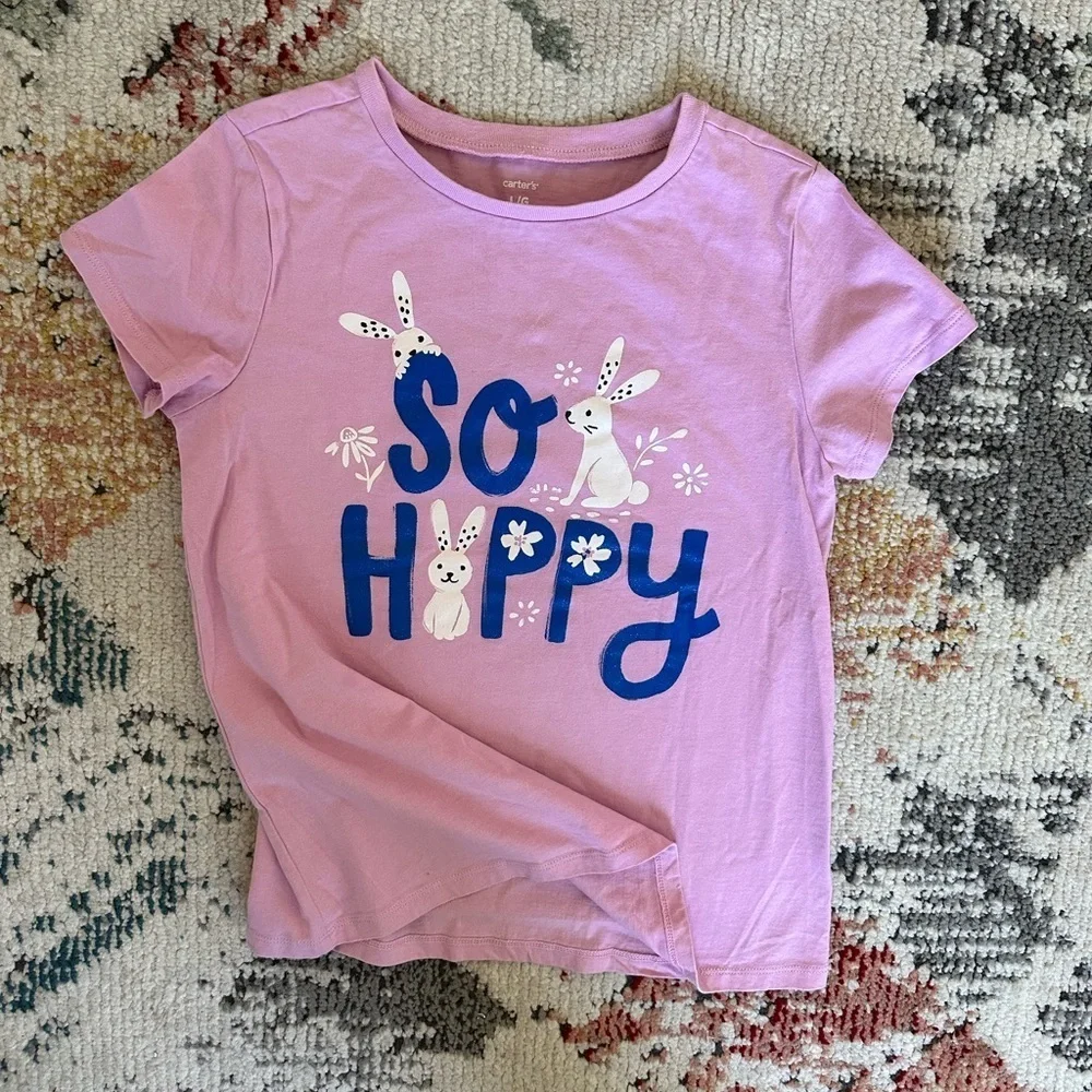 Carter’s Girls Easter So Hoppy Graphic T-Shirt Size Large